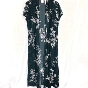 Emma James Sheer Overlay Black and White Maxi Dress or Duster‎ sz 12